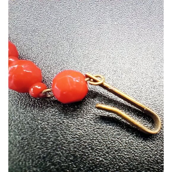 Red Lucite Necklace Faceted Beads Vintage West Germany Adjust 15.5 In  Jewelry - Picture 10 of 14